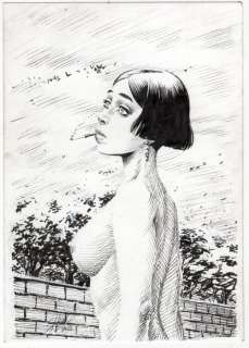 Size: 9,5 X 14 Cm. - Signed | Gambedotti, Atilio - Original illustration -un momento de contemplacion - (2023) | Catawiki