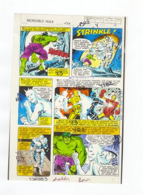 Incredible Hulk #249 pg 17 Original Production Art Color Guide Hulk vs Blizzard Iron Man | Neat Stuff Vault