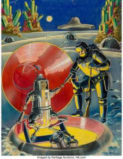 Frank R. Paul (American, 1884-1963) Welcome, Fantastic Adventures back cover, April 1940 Gouache on paper 14-1/2 x 11... | Heritage