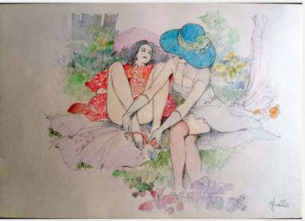 Frollo, Leone - 1 Original colour drawing - Partie de campagne | Catawiki