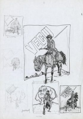 André Juillard | Illustration originale, recherche de couverture pour le magazine Vécu - Arno | Daniel Maghen