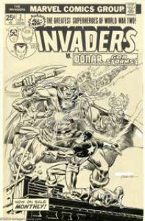 Rich Buckler and John Romita - Original Cover Art for The Invaders #2 (Marvel, 1975). The classic Golden Age - | Heritage