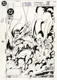 Tom Grummett and Ray Kryssing - Robin #4 Cover Original Art (DC, 1994). The Boy Wonder hangs loose with the Spoiler, -