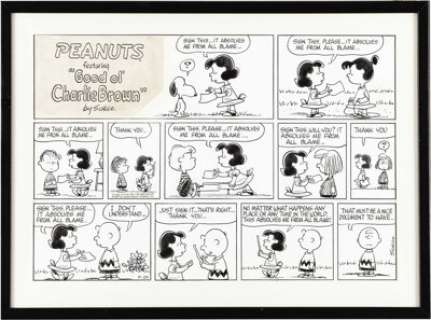 Charles Schulz - Peanuts Sunday Comic Strip Original Art, dated 9-24-67 (United Features Syndicate, 1967). Lucy - | Heritage