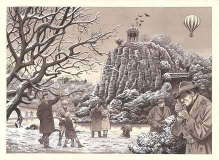 Jean-Michel Arroyo - Parc des Buttes-Chaumont Illustration originale - Pigalle, 1950