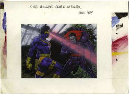 Glenn Fabry - Cyclops vs. Mr. Sinister, Ultra X-Men Card Illustration Original Art (Fleer, 1995).  It‘s a battle -