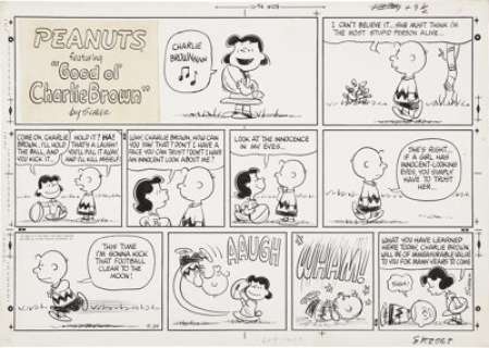 Charles Schulz Peanuts Sunday Comic Strip Original Art, dated 9-29-68 (United Feature Syndicate, 1968). -