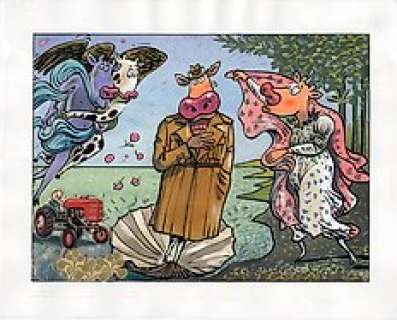 De Moor, Johan - 1 Original drawing - La Vache - Les trois Grâces | Catawiki