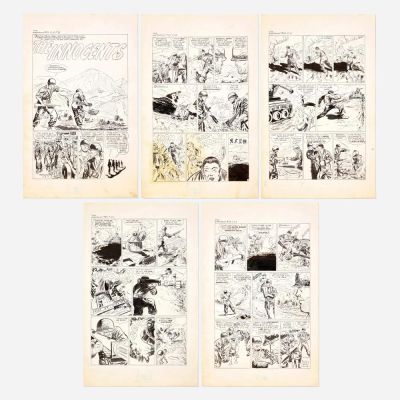 Lot 177 - Warfront #33 ’The Innocents’ Complete Story Pages 19, 20, 21, 22, and 23 Original Art (Harvey Publications, 1951) | Landry Pop Auctions