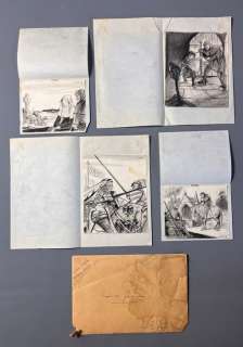 Laudy, Jacques - 4 Original drawing - Bertand du Guesclin - 1950 | Catawiki