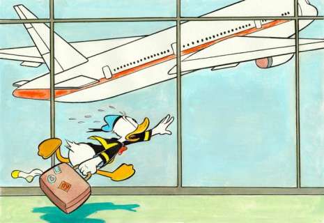 Tony Fernandez - Donald Duck Missed his Flight! - Original Painting | Catawiki