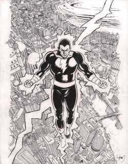 David Lapham - Black Adam #6 Cover - Full Figure Lightning & City Background - 2022 Signed
