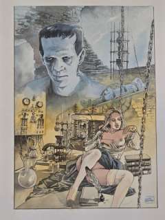 Raimondo, Luca - 1 Original colour drawing - Sexy Horror Movie - Frankestein | Catawiki
