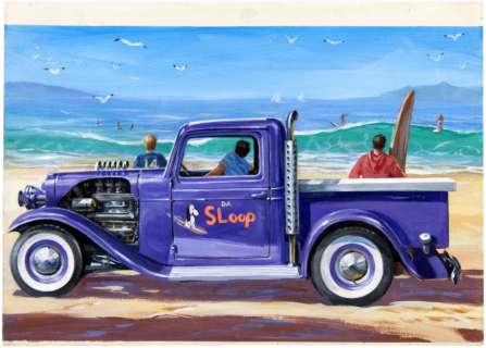 LINDBERG "MODEL B UTILITY ROD" HOT ROD TRUCK ORIGINAL MODEL KIT BOX LID ART. | Hake’s