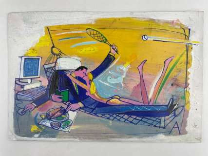 Galloni, Adelchi - 1 Original colour drawing - Ottimizzare il Tempo | Catawiki