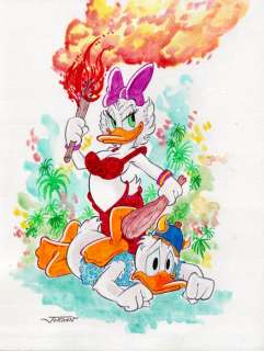 Julian Jordan - 1 Original colour drawing - Donald Duck - "She Always Win" | Catawiki
