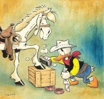 Jordi Juan Pujol - Donald Duck - Tribute to Lucky Luke - Original Painting - Signed | Catawiki