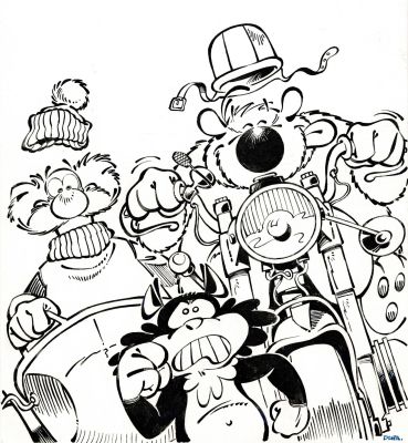 Dupa | Lot 354 - Cubitus, couverture originale à l’encre de chine pour la revue Cubitus paru le 1er juin 1990. | Septimus