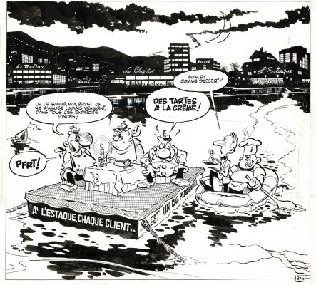 Greg | Achille Talon, A l’Estaque, demi planche originale à l’encre de chine. | Septimus