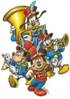 Joan Vizcarra - Mickey, Minnie, Donald & Goofy: The Band Concert - Original Pencil Drawing - Hand Signed | Catawiki