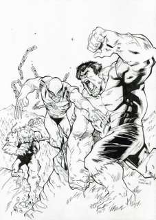 Domenech, Sergi - Couverture de bandes dessinées Marvel - The Incredible Hulk #181 (First Wolverine Appearance) - Original Hand-Signed Artwork | Catawiki