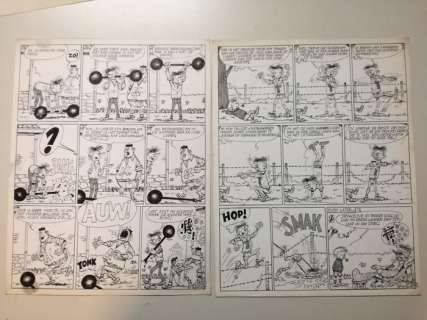 Buth - 2 Original page - Thomas Pips - Gewichtheffen - Ochtendgymnastiek | Catawiki