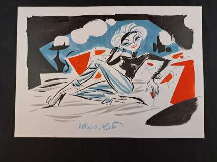 Lapone, Antonio - 1 Original drawing - Femme Avec Chat | Catawiki