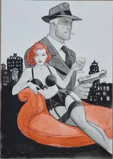 Marini, Enrico - 1 Original colour drawing - Noir burlesque - 2021 | Catawiki