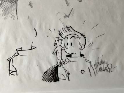Schwartz, Olivier - 1 Original drawing - Spirou et Fantasio - Travail de recherche attitudes : encre de Chine et mine de plomb. | Catawiki