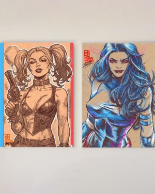 Bazal, Ángel - 2 Original drawing - Harley Quinn, Psylocke - 2025 | Catawiki