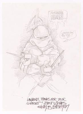 Lot 7 - KEVIN EASTMAN TEENAGE MUTANT NINJA TURTLES - RAPHAEL 1984 ORIGINAL ART SKETCH. | Hake’s