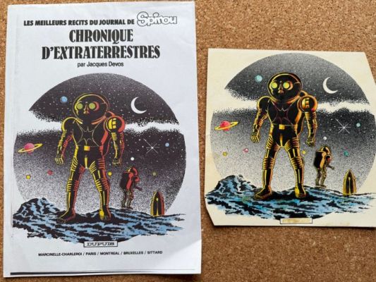 Devos, Jacques - 1 Original colour drawing - Chroniques d’extraterrestres - Première page album - 1981 | Catawiki