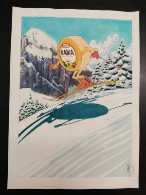Riboldi, Enea - Original colour drawing - Pubblicità Kraft Baika - caciottina dolce - 1986 | Catawiki