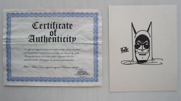 Bob Kane - Original Sketch - Batman with certificate - 1 croquis original | Catawiki
