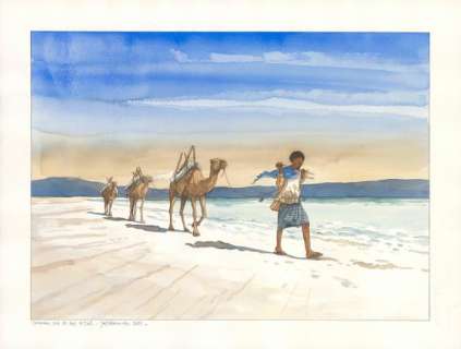 Joel Alessandra - Illustration originale : Caravane sur le lac Assal - Je est un autre