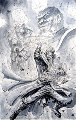 Vinz El Tabanaz - 1 Original colour drawing - Thanos, Dr Strange - 2019 | Catawiki