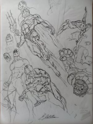 Claudio Castellini - 1 Original preliminary drawing - Marvel characters | Catawiki