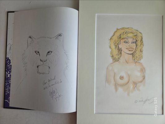 Michel Weyland - Originele tekening naakte Aria + originele tekening in stripboek | Catawiki
