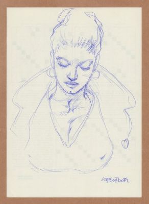 Liberatore, Tanino - 1 Original preliminary drawing - La dame au manteau | Catawiki