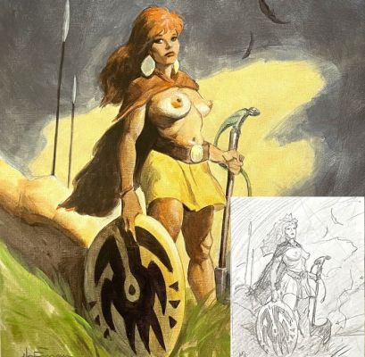 Hoffman, Mike Peinture à l‘huile originale + croquis - European Series - Bourgeon - 2019