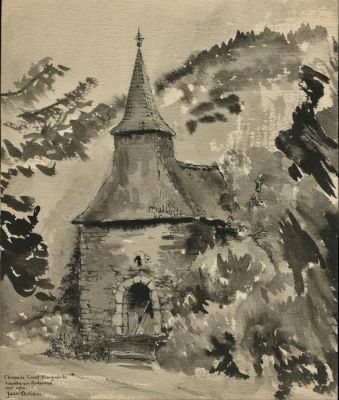 Dulieu, Jean - 1 Original colour drawing - Vrij werk - Sint-Margaretha kapel - gesigneerd - 1950 | Catawiki