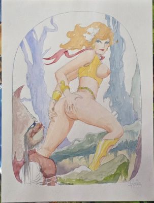 Leone Frollo - Acquerello originale "Mona Street" - anni 80/90 - 1 Comic - 1983/1990 | Catawiki