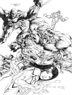 COMICS - Double planche originale des Superheroes MARVEL par Shelby ROBERTSON