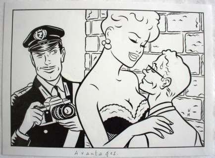 Minus, Walter | Original Illustration for the magazine â€œAvantagesâ€  - India ink | Catawiki