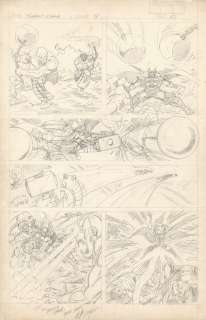 Bob Layton - Marvel Super-Heroes Secret Wars #4 P 10 Unpublished Fully Penciled Page (Thor Battles Ultron, Dr Octopus, Absorbing Man, & Wrecking Crew!) 1984