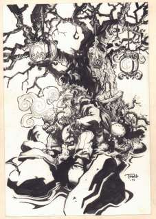 Trent Kaniuga - smoking a pipe under a surreal tree - 2011 signed