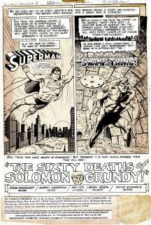Murphy Anderson - Dc Comics Presents #8 P 1 Splash (Superman, Swamp Thing, Small Solomon Grundy Drawn!) 1978