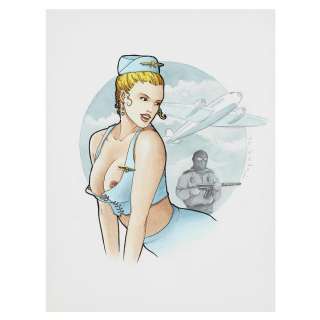 TOPAZ Dessin "Pin-up" " Pin-Up hôtesse de l’air ". | Tajan