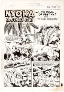 Bert Whitman Nyoka the Jungle Girl #46 Splash Page Original Art (Fawcett Comics, 1951). A mad water buffalo - | Heritage