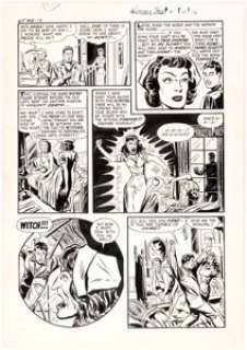 John Belfi (attributed) Witches Tales #8 Story Page 4 Original Art (Harvey, 1952). Marginal notations show this -